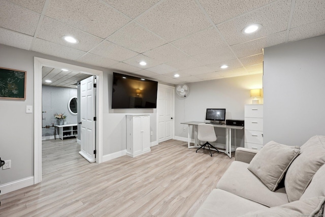 20 Cliff Edge Cir, Cheshire, CT 06410 - office with light wood-type flooring, baseboards, recessed lighting, and a drop ceiling