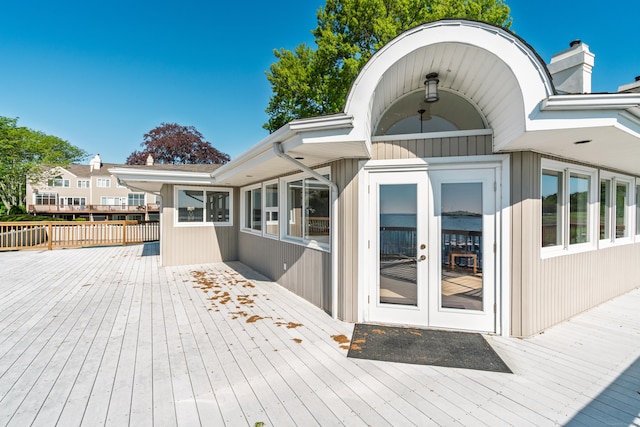 wooden terrace with french doors