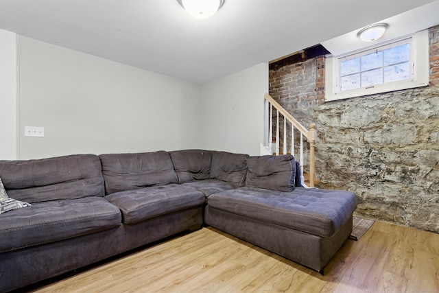 9 Brewer St Unit 1, New London, CT 06320 - living room with wood finished floors and stairs