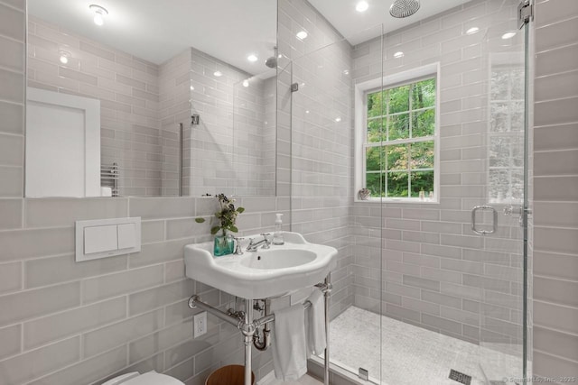 21 Rte 7, Salisbury, CT 06796 - bathroom featuring a shower stall and tile walls