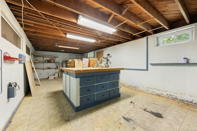 basement with light flooring
