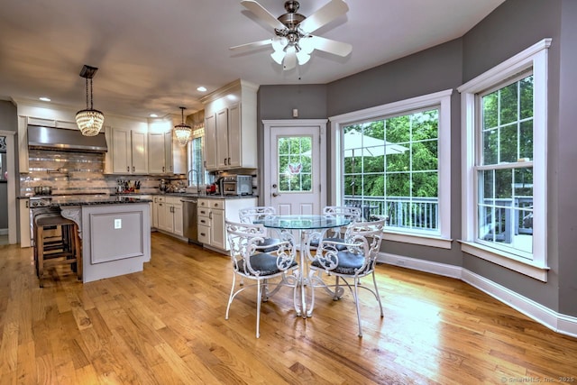 2 Butternut Ridge Rd, Oxford, CT 06478 - kitchen featuring range hood, dishwasher, dark countertops, light wood-style floors, and decorative backsplash
