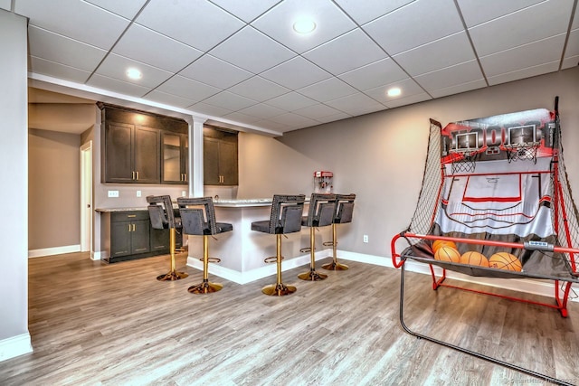 2 Butternut Ridge Rd, Oxford, CT 06478 - indoor wet bar featuring baseboards, light wood finished floors, a drop ceiling, and recessed lighting