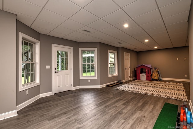 2 Butternut Ridge Rd, Oxford, CT 06478 - playroom with baseboards, wood finished floors, recessed lighting, and a drop ceiling