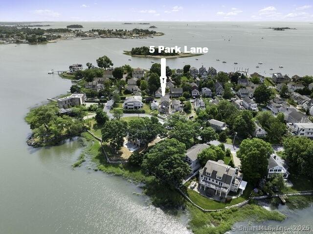5 Park Ln, Norwalk, CT 06854 - aerial view of property's location with a nearby body of water and nearby suburban area