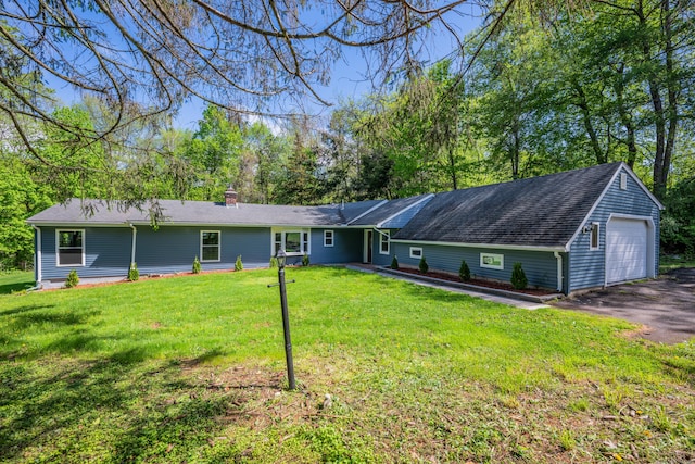 779 New Britain Ave, Rocky Hill, CT 06067 - single story home with a chimney, driveway, a garage, and a front yard
