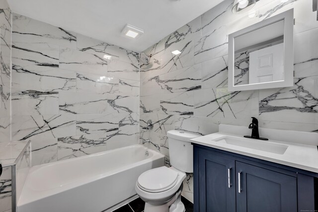 779 New Britain Ave, Rocky Hill, CT 06067 - full bathroom featuring tile walls, vanity, toilet, and bathtub / shower combination