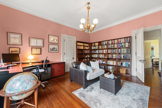 13 Sugar St, Newtown, CT 06470 - office space featuring wood-type flooring, crown molding, and a chandelier