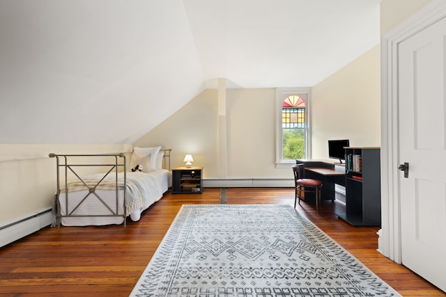 13 Sugar St, Newtown, CT 06470 - bedroom with a baseboard heating unit, wood finished floors, and vaulted ceiling