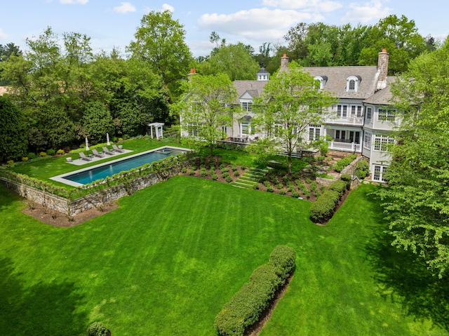 68 Woods End Rd, New Canaan, CT 06840 - aerial view of property and surrounding area with a pool