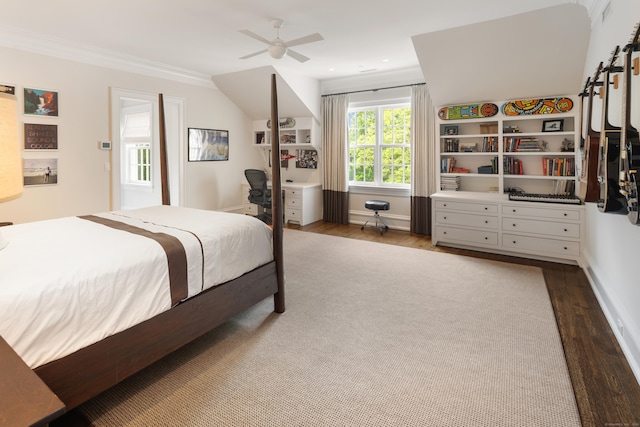 68 Woods End Rd, New Canaan, CT 06840 - bedroom featuring wood finished floors, crown molding, ceiling fan, and baseboards