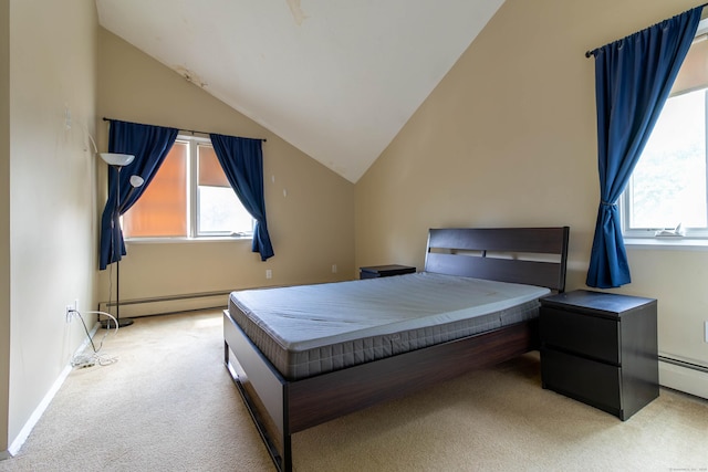 11 Byrne Ct Unit C2, Farmington, CT 06032 - bedroom with carpet floors, lofted ceiling, a baseboard heating unit, and baseboards