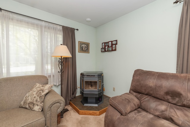 21 Bethpage Dr, Bethel, CT 06801 - sitting room with a wood stove and carpet floors
