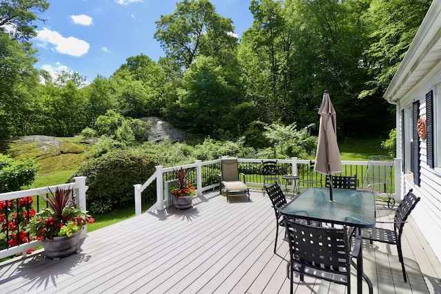152 Cedar Ln, Middletown, CT 06457 - wooden deck featuring outdoor dining space