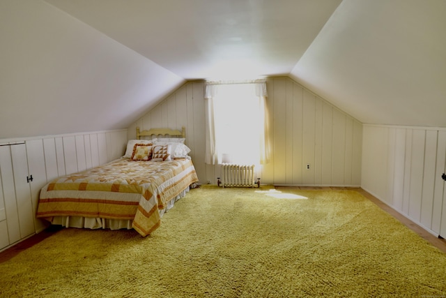 152 Cedar Ln, Middletown, CT 06457 - carpeted bedroom with radiator and vaulted ceiling