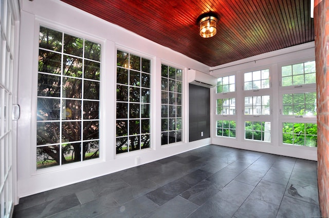 16 Ridgewood Rd, Windsor, CT 06095 - unfurnished sunroom with wooden ceiling and a wall mounted AC