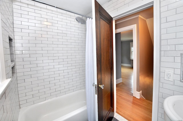 16 Ridgewood Rd, Windsor, CT 06095 - bathroom featuring wood finished floors and shower / bath combination with curtain