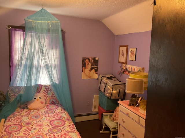 45 Ludlow St, Waterbury, CT 06710 - bedroom with a baseboard heating unit, vaulted ceiling, and multiple windows