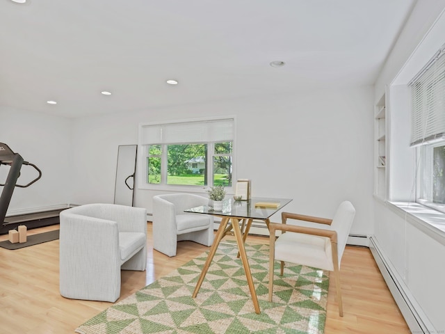 20 Mountain Wood Rd, Stamford, CT 06903 - dining space with baseboard heating, light wood-type flooring, and recessed lighting