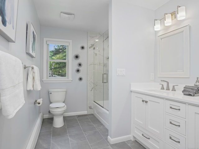 20 Mountain Wood Rd, Stamford, CT 06903 - full bath with toilet, baseboards, vanity, and shower / bath combination with glass door
