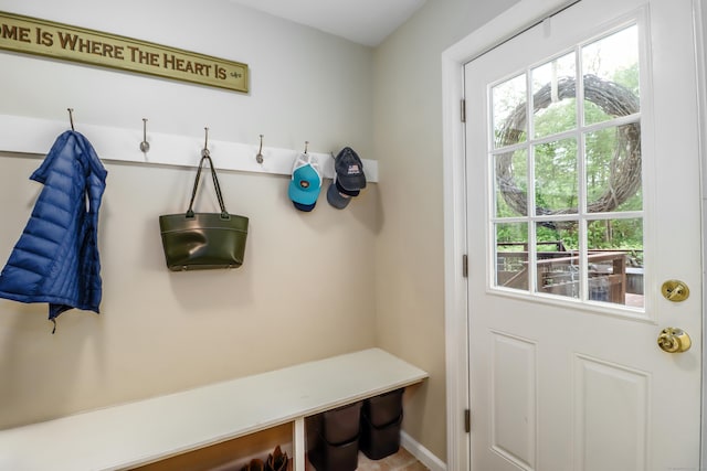 mudroom featuring baseboards