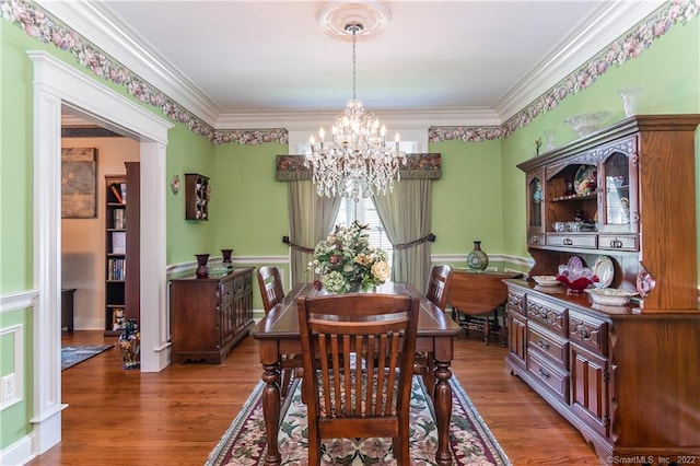 2 Crestview Dr Unit 2, Middlefield, CT 06481 - dining room featuring a chandelier, wood finished floors, and ornamental molding