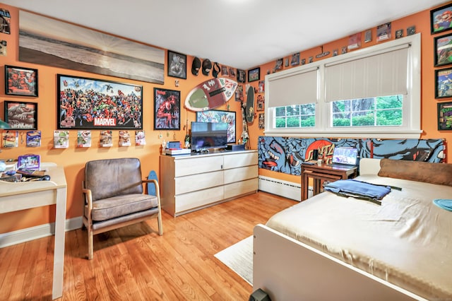 26 Williams Rd, Cheshire, CT 06410 - bedroom with light wood-type flooring, a baseboard radiator, and baseboards