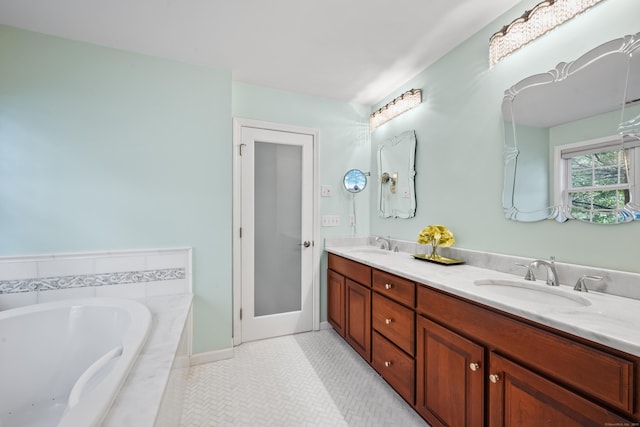 65 Macarthur Ln Apt 6, Stamford, CT 06902 - bathroom with double vanity, a bath, and baseboards