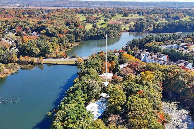 42 N Lake Dr Apt C2, Hamden, CT 06517 - aerial view of a nearby body of water and a forest