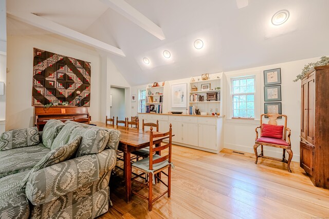 dining space with light wood-style floors