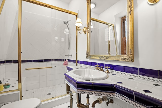 47 Hollow Tree Ridge Rd, Darien, CT 06820 - full bath with a sink, toilet, a stall shower, and tile patterned floors