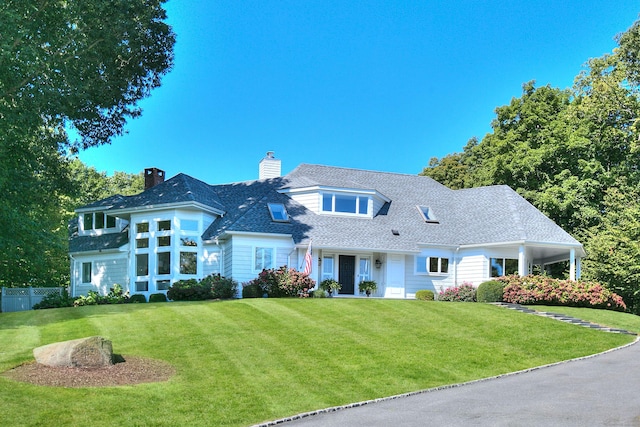 63 Balfour Dr, West Hartford, CT 06117 - view of front of house featuring a chimney and roof with shingles