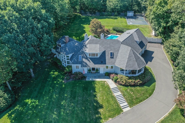 63 Balfour Dr, West Hartford, CT 06117 - view from above of property with a pool area