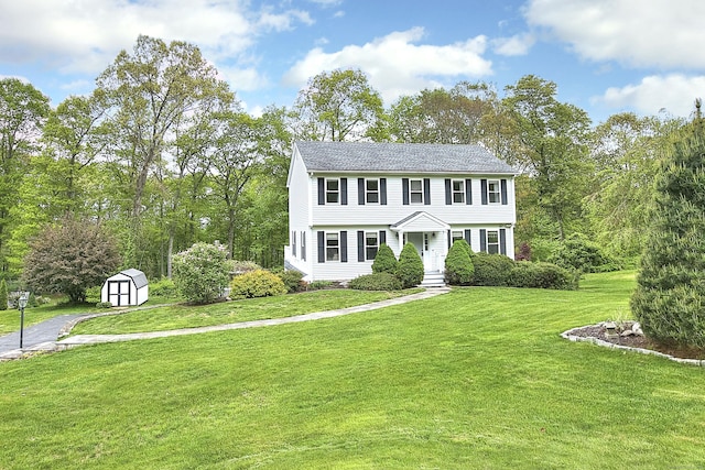 23 Davis Rd, Seymour, CT 06483 - colonial home with a storage unit and a front lawn