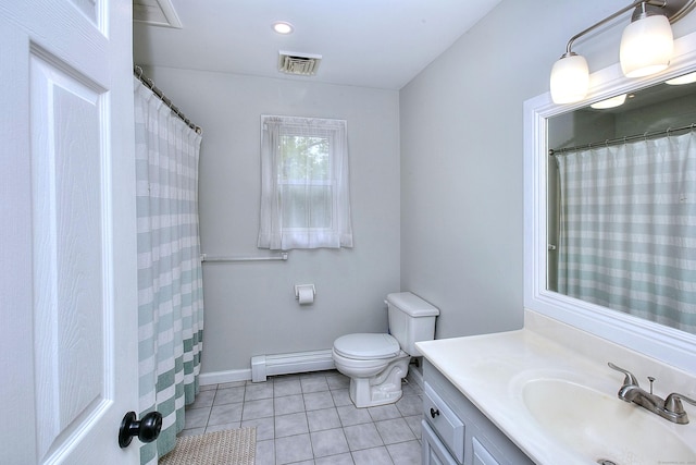 23 Davis Rd, Seymour, CT 06483 - bathroom featuring a baseboard heating unit, vanity, and tile patterned flooring