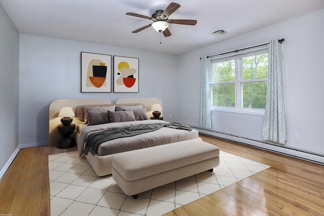 23 Davis Rd, Seymour, CT 06483 - bedroom with light wood finished floors, a ceiling fan, and baseboard heating