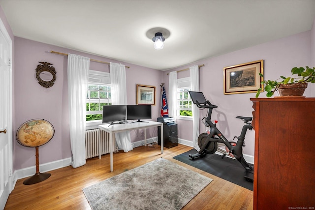 10 Meadowbrook Rd, Hamden, CT 06517 - exercise area with healthy amount of natural light, light wood-type flooring, baseboards, and radiator