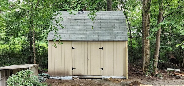 view of shed