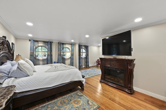 46 Mountain Farms Rd, West Hartford, CT 06117 - bedroom featuring ornamental molding, light wood finished floors, baseboards, and recessed lighting