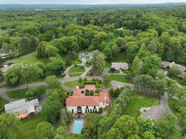 46 Mountain Farms Rd, West Hartford, CT 06117 - aerial overview of property's location featuring a forest and a pool