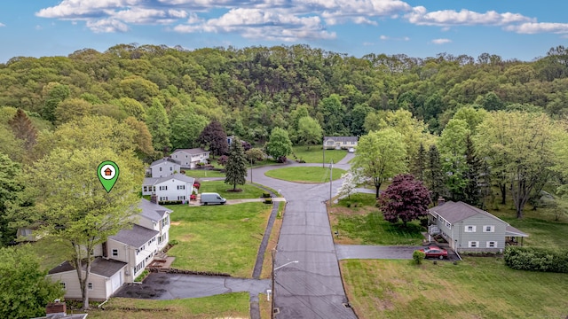 bird's eye view of a heavily wooded area