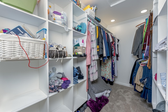 spacious closet with carpet floors