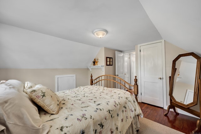 4 Hockanum Dr, East Hartford, CT 06118 - bedroom featuring dark wood-type flooring and lofted ceiling