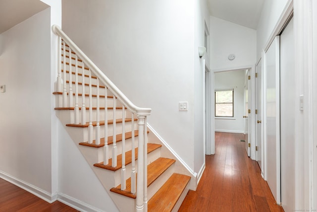 433 Kent Cornwall Rd Unit 14, Kent, CT 06757 - staircase with wood-type flooring and baseboards