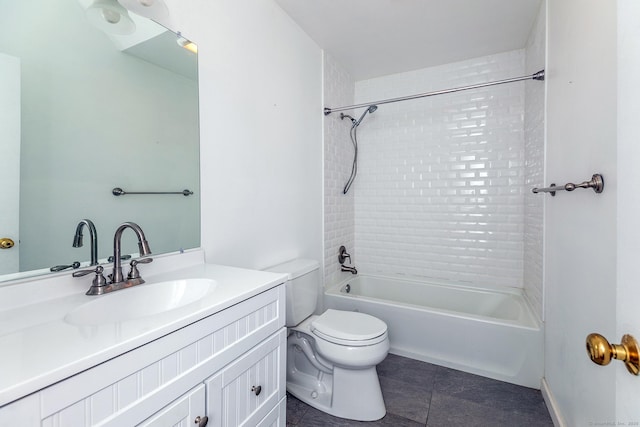 433 Kent Cornwall Rd Unit 14, Kent, CT 06757 - full bathroom with tile patterned floors, toilet, tub / shower combination, and vanity