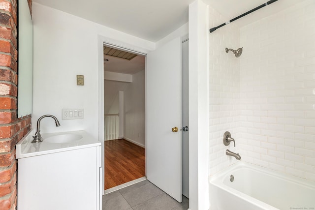 433 Kent Cornwall Rd Unit 14, Kent, CT 06757 - full bathroom with tile patterned floors, shower / washtub combination, and vanity