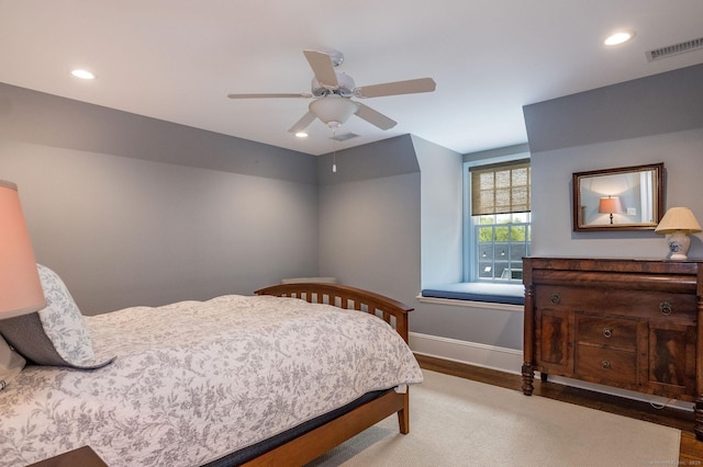 37 Lantern Hill Rd, Madison, CT 06443 - bedroom with wood finished floors, baseboards, recessed lighting, and ceiling fan