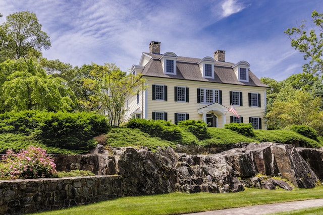 37 Lantern Hill Rd, Madison, CT 06443 - view of front facade with a chimney