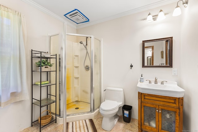 241 New London Rd, Colchester, CT 06415 - full bath featuring a stall shower, ornamental molding, toilet, and vanity