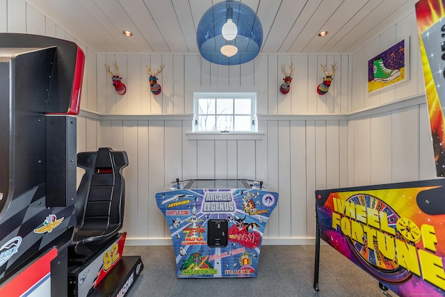 playroom featuring carpet flooring and recessed lighting